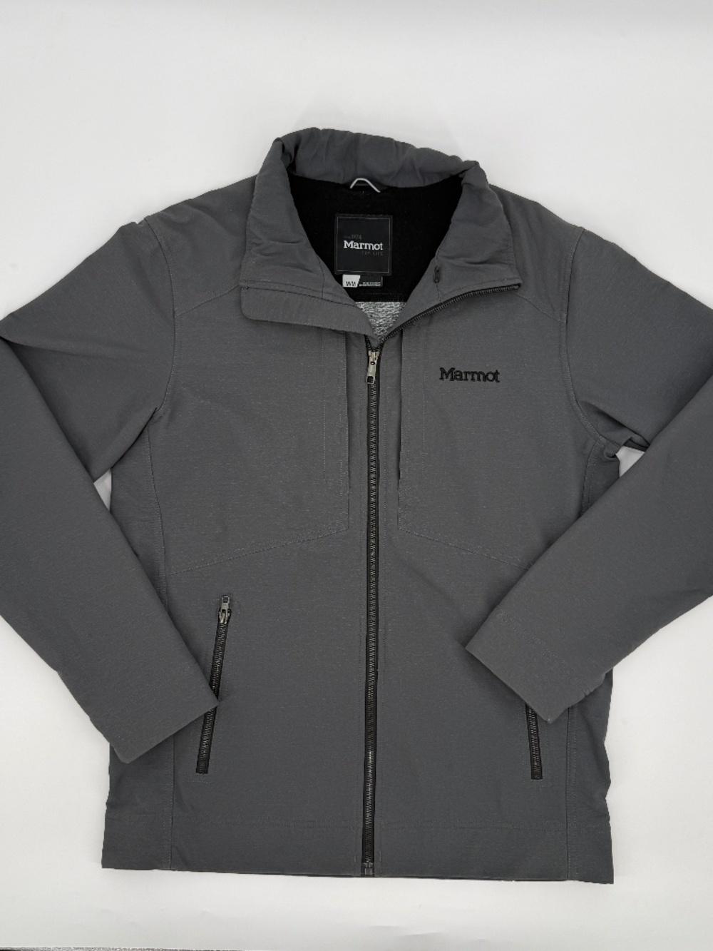 Marmot Grey Softshell Fleece Lined Zip Jacket Coat Outdoor Gorpcore Men M